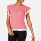 Blusa listrada com mangas esvoaçantes Maison Jules feminina, vermelha, tamanho grande