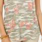 Blusa feminina de algodão estampada com decote redondo, verde, tamanho médio, estilo &amp; co
