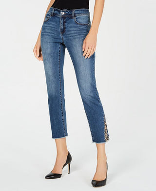 INC International Concepts Women's Heather Straight Leg Jeans Blue Size 0