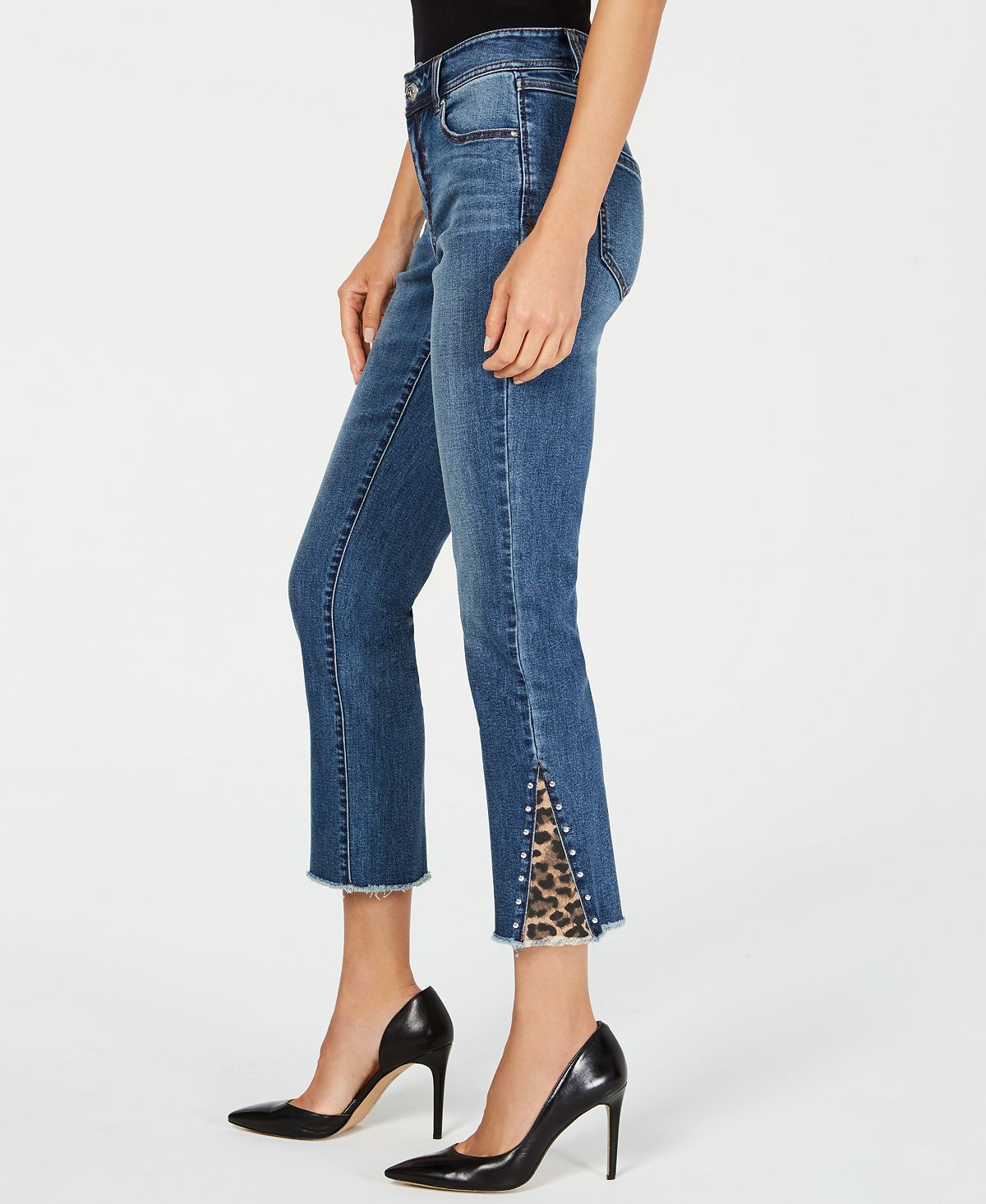 Calça jeans feminina reta mesclada INC International Concepts, azul, tamanho 0