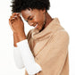 Poncho feminino de cashmere com gola alta, marrom, tamanho P/M, da Charter Club
