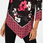 Blusa feminina Alfani com estampa floral e bainha em V, preta, tamanho grande