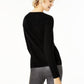 Suéter feminino de cashmere com gola embelezada, preto, tamanho grande, Charter Club