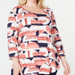 JM Collection Blusa Estampada Feminina Vermelha Tamanho 0X