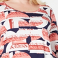 JM Collection Blusa Estampada Feminina Vermelha Tamanho 0X