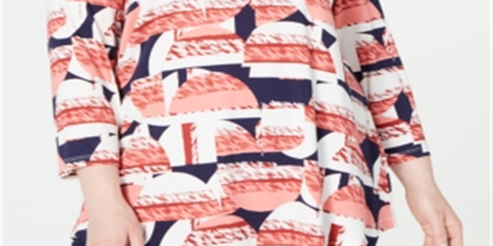 JM Collection Blusa Estampada Feminina Vermelha Tamanho 0X