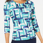 Blusa feminina estampada em jacquard da coleção JM - azul escuro, tamanho XXL