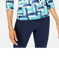 Blusa feminina estampada em jacquard da coleção JM - azul escuro, tamanho XXL