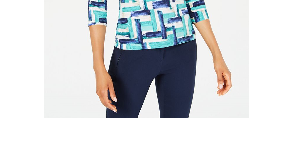 Blusa feminina estampada em jacquard da coleção JM - azul escuro, tamanho XXL