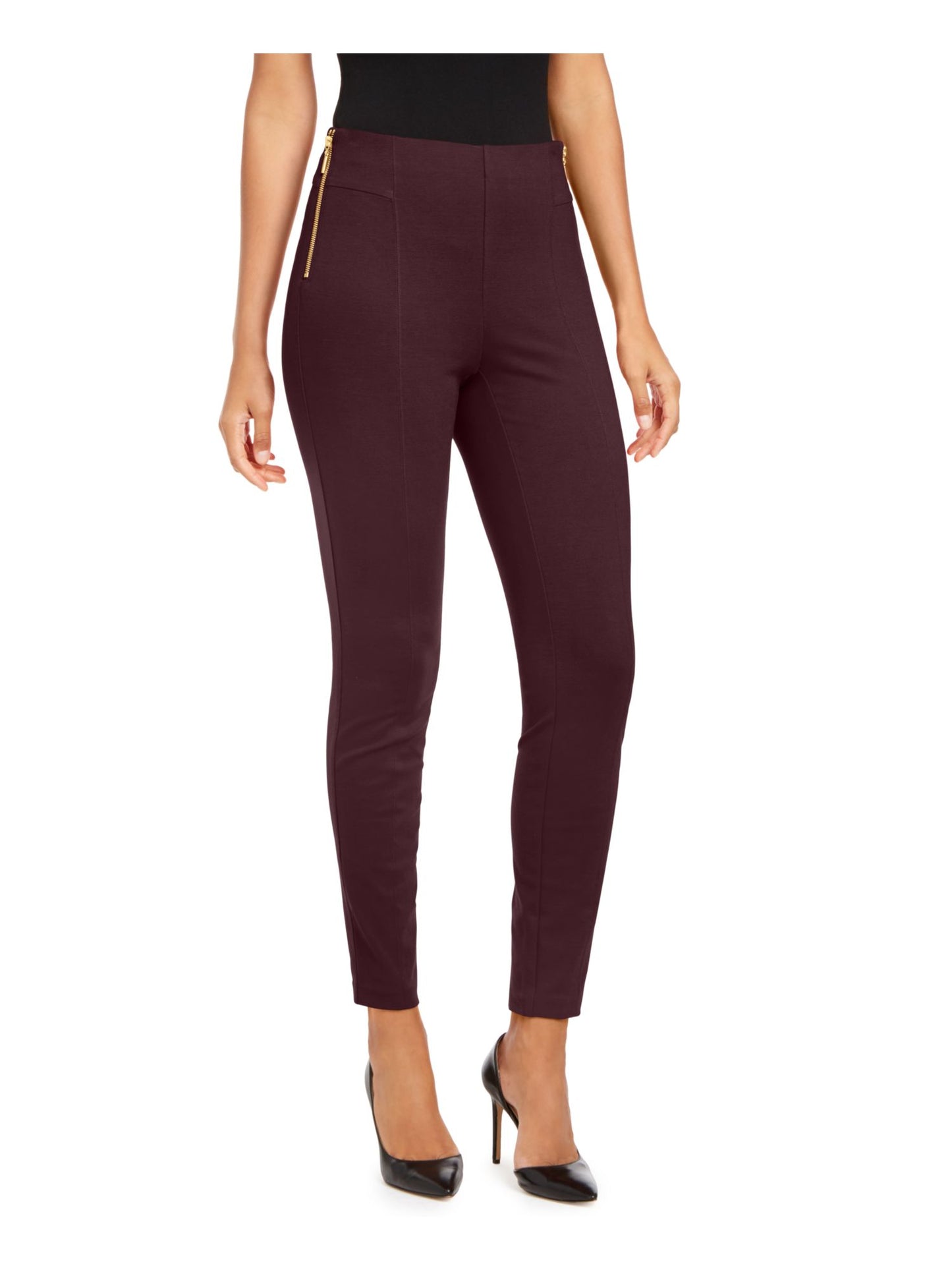 Calça skinny feminina de cintura alta INC International Concepts, vermelha, tamanho 2