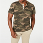 American Rag Camo Masculino Manga Curta Henley Verde Tamanho XX-Grande