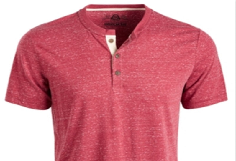 Camisa Henley de manga curta mesclada masculina American Rag, vermelha, tamanho pequeno