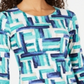 Blusa feminina estampada em jacquard, azul, tamanho pequeno grande, coleção JM