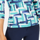 Blusa feminina estampada em jacquard, azul, tamanho pequeno grande, coleção JM