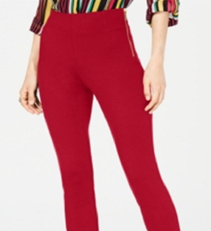 Calça skinny feminina de cintura alta INC International Concepts, vermelha, tamanho 14