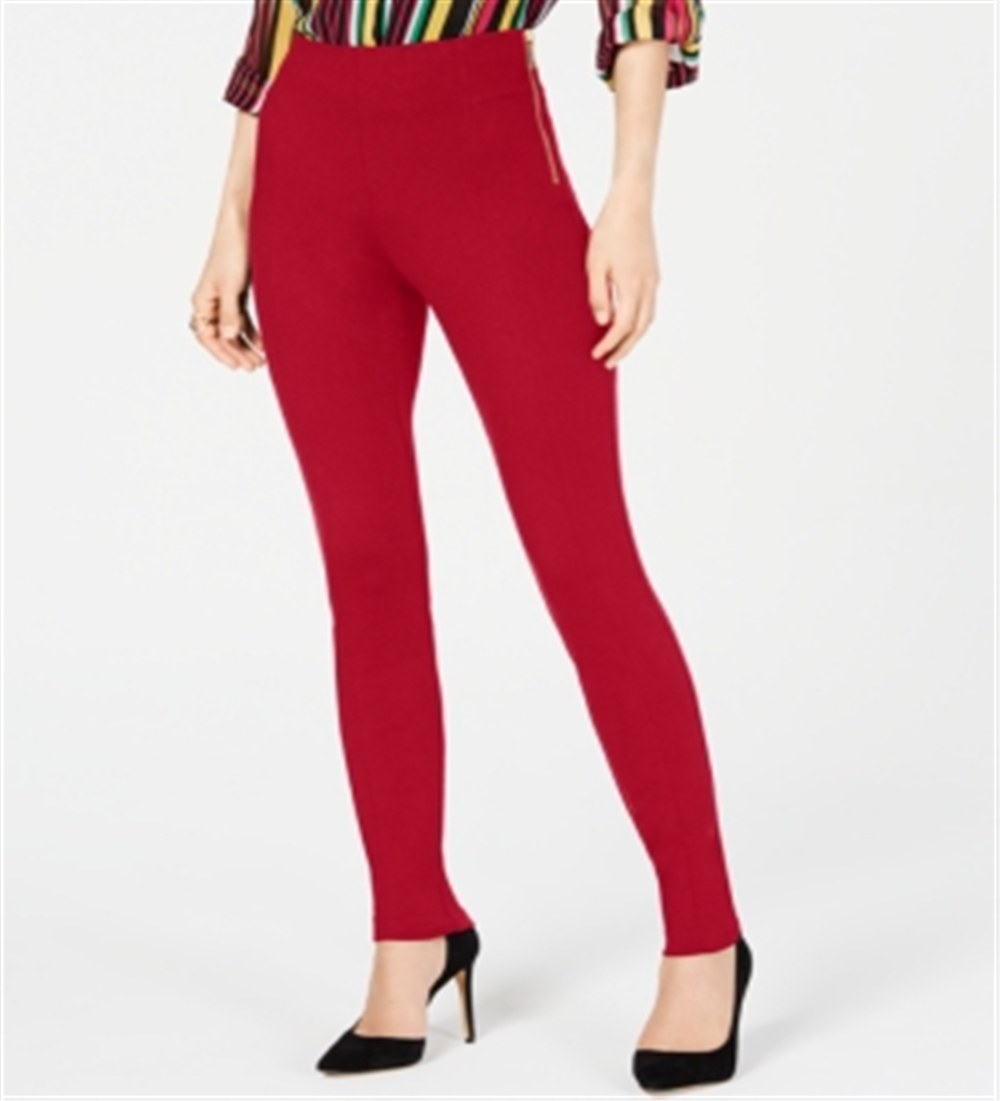 Calça skinny feminina de cintura alta INC International Concepts, vermelha, tamanho 14