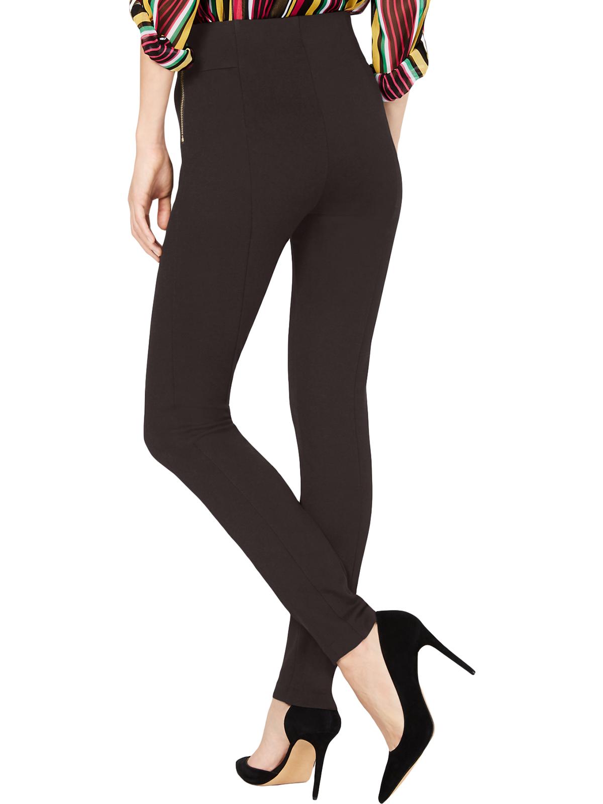 Calça skinny feminina INC International Concepts com zíper duplo e cintura alta, marrom, tamanho 6