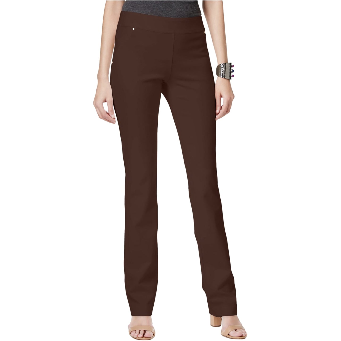 Calça casual feminina INC International Concepts com perna reta, marrom, tamanho 18