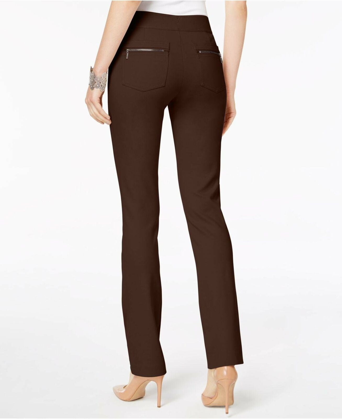 Calça casual feminina INC International Concepts com perna reta, marrom, tamanho 18