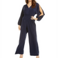 Macacão feminino Bar III com cintura franzida, azul, tamanho XX-G