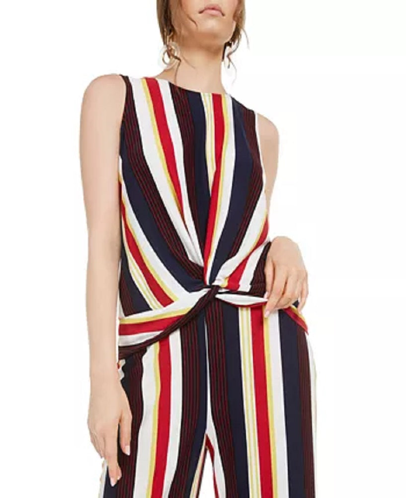 Top listrado com torção frontal Bar III feminino, amarelo, tamanho extragrande
