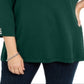 Karen Scott Suéter Feminino Plus com Canelado e Gola Alta de Algodão Verde Tamanho 0X