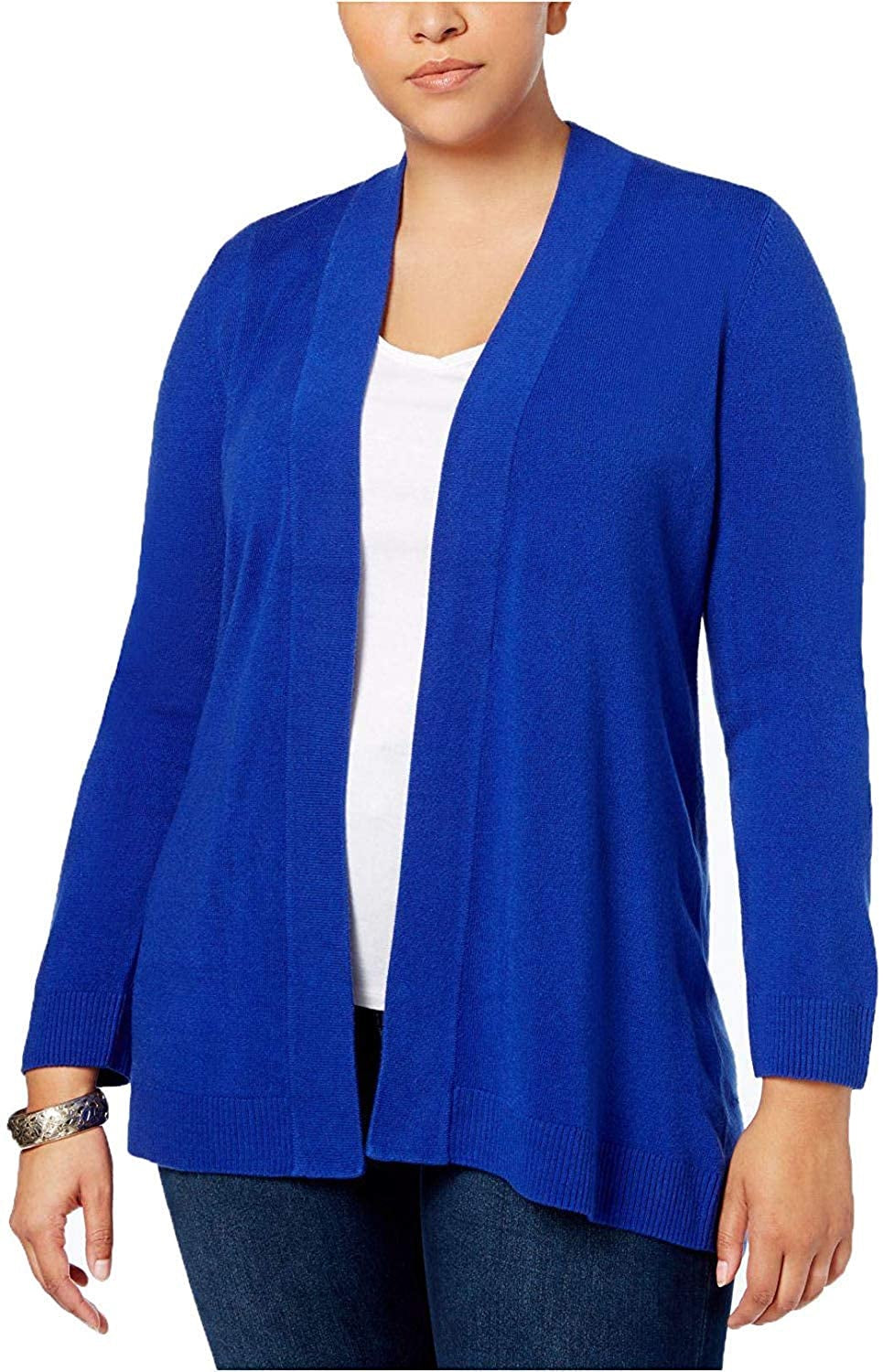 Karen Scott Cardigan Feminino Frente Aberta Azul Tamanho Pequeno G