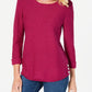 Karen Scott Suéter Feminino de Algodão Marmorizado Vermelho Tamanho X-S