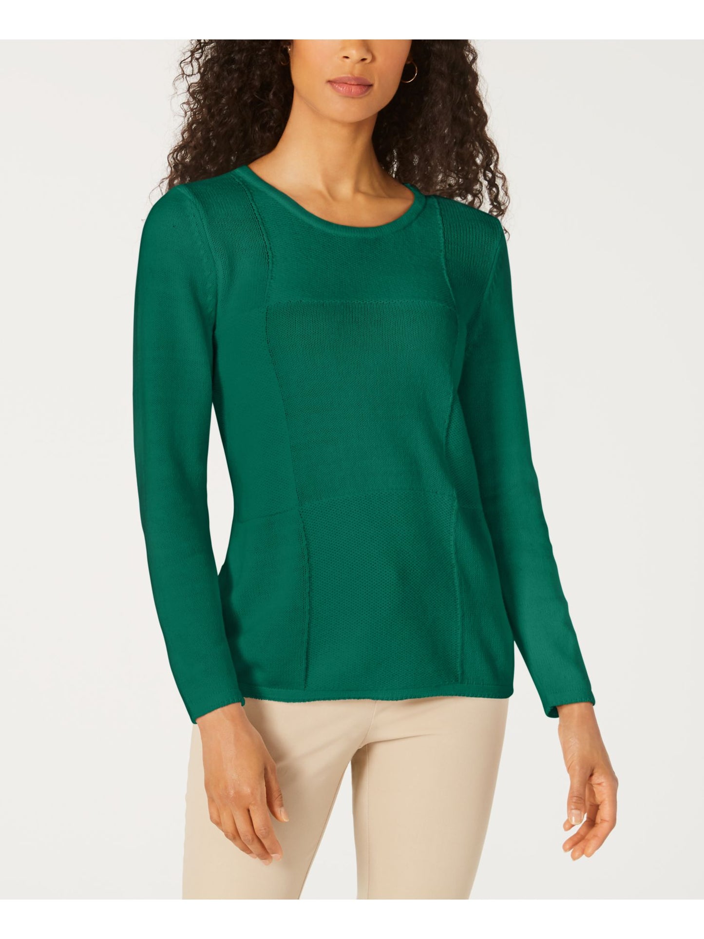 Karen Scott Suéter Feminino Patchwork Stitch Verde Tamanho Médio