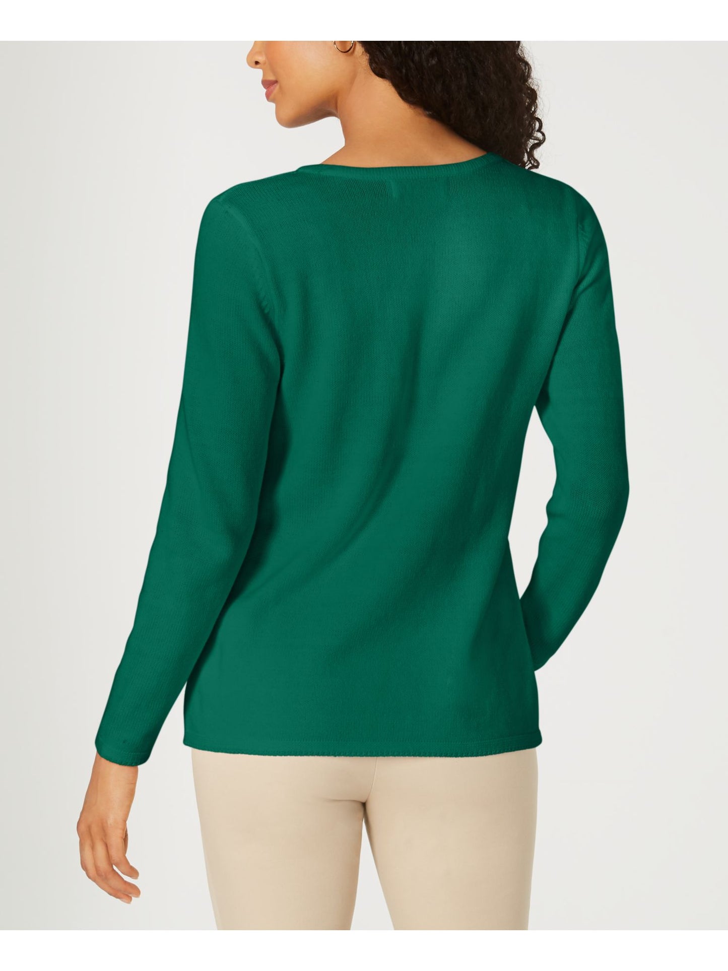 Karen Scott Suéter Feminino Patchwork Stitch Verde Tamanho Médio