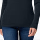 Karen Scott Blusa Feminina de Algodão com Gola Alta e Canelada Azul Tamanho Médio