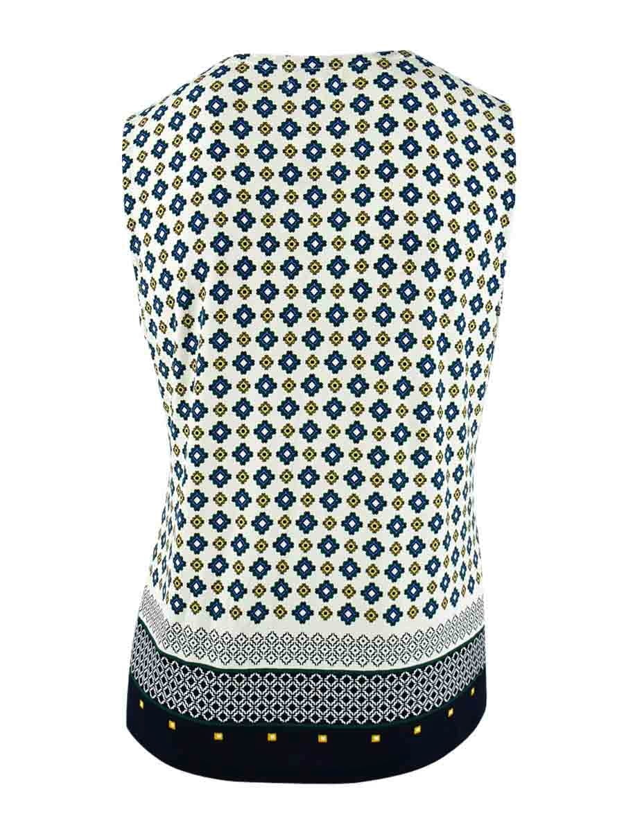 Blusa feminina estampada com decote em V, tamanho XL, da Charter Club