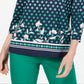 Charter Club Blusa feminina estampada com decote canoa, azul, tamanho X-S