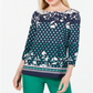 Charter Club Blusa feminina estampada com decote canoa, azul, tamanho X-S