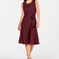 Vestido feminino Charter Club com amarração na cintura e comprimento midi, vermelho, tamanho médio