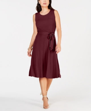 Charter Club Women's Tie Waist MIDI Dress Red Size Medium