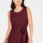 Vestido feminino Charter Club com amarração na cintura e comprimento midi, vermelho, tamanho médio