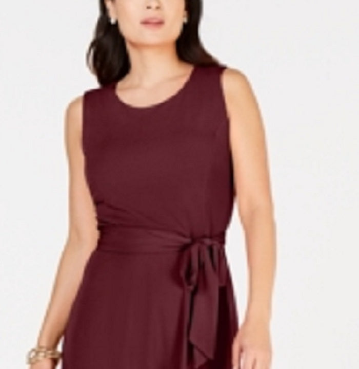 Vestido feminino Charter Club com amarração na cintura e comprimento midi, vermelho, tamanho médio