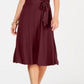 Vestido feminino Charter Club com amarração na cintura e comprimento midi, vermelho, tamanho médio