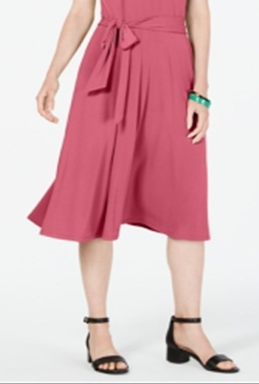 Vestido feminino Charter Club com amarração na cintura e midi, rosa, tamanho XX-G