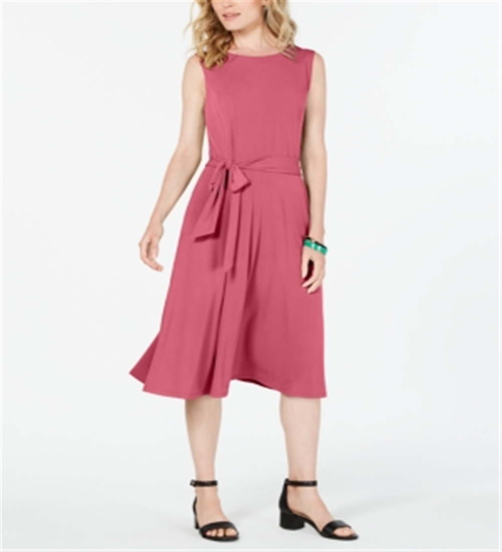 Vestido feminino Charter Club com amarração na cintura e midi, rosa, tamanho XX-G