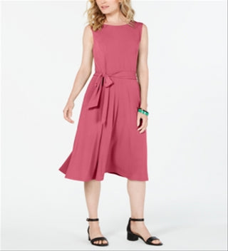 Charter Club Women's Tie Waist MIDI Dress Pink Size XX-Large