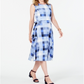 Vestido feminino xadrez MIDI Charter Club azul tamanho pequeno