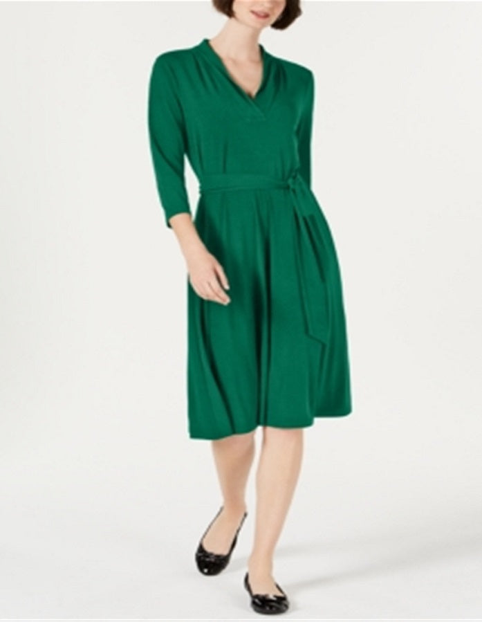 Vestido midi liso feminino Charter Club, verde, tamanho pequeno, médio