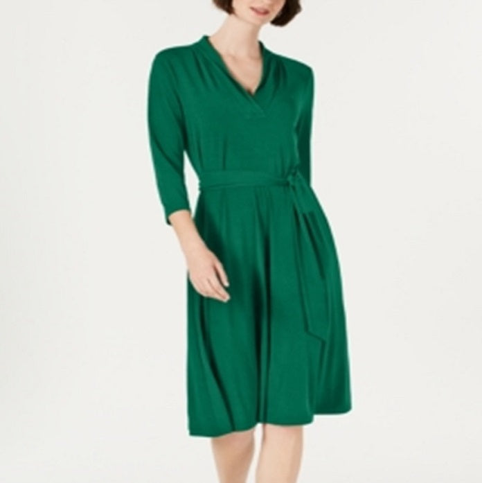 Vestido midi liso feminino Charter Club, verde, tamanho pequeno, médio