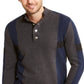 Suéter masculino INC International Concepts com botões de pressão e blocos de cores Henley, cinza, tamanho grande