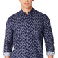 Camisa masculina de veludo cotelê estampado com botões Club Room, azul, tamanho pequeno