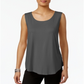 JM Collection Regata feminina com decote redondo, cinza, tamanho médio