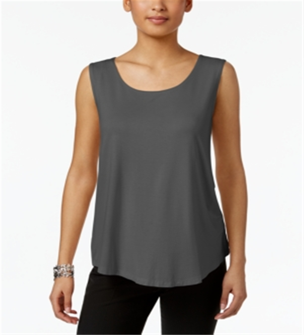 JM Collection Regata feminina com decote redondo, cinza, tamanho médio