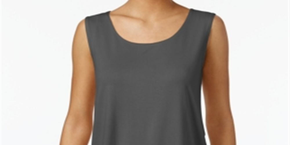 JM Collection Regata feminina com decote redondo, cinza, tamanho médio